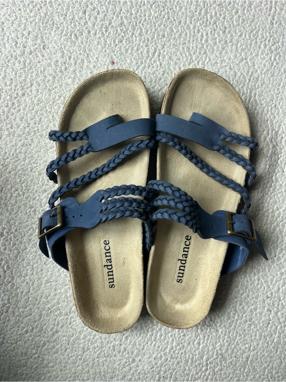 Sundance Leather Braided Blue Sandals 38 or Womens 7.5-8